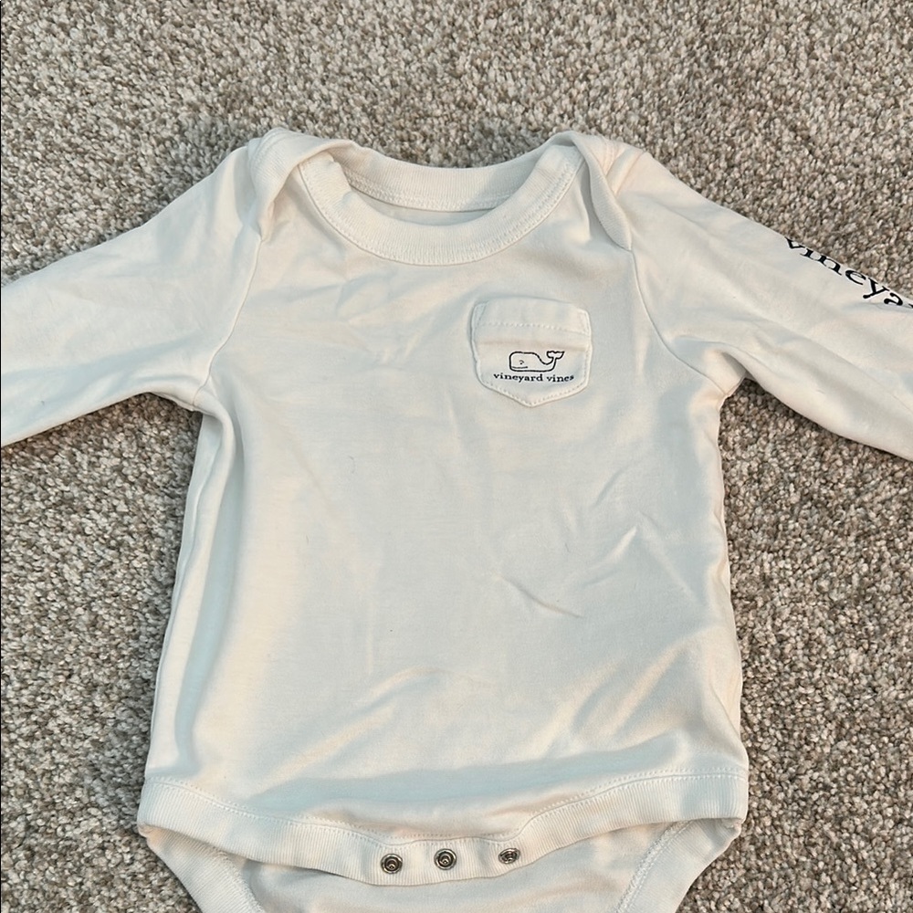 Vineyard Vines White Baby Onesie with Whale Logo